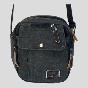 OU LI LAI Casual Charcial Gray Stone Wash Canvas Bag with Adj Shoulder Strap